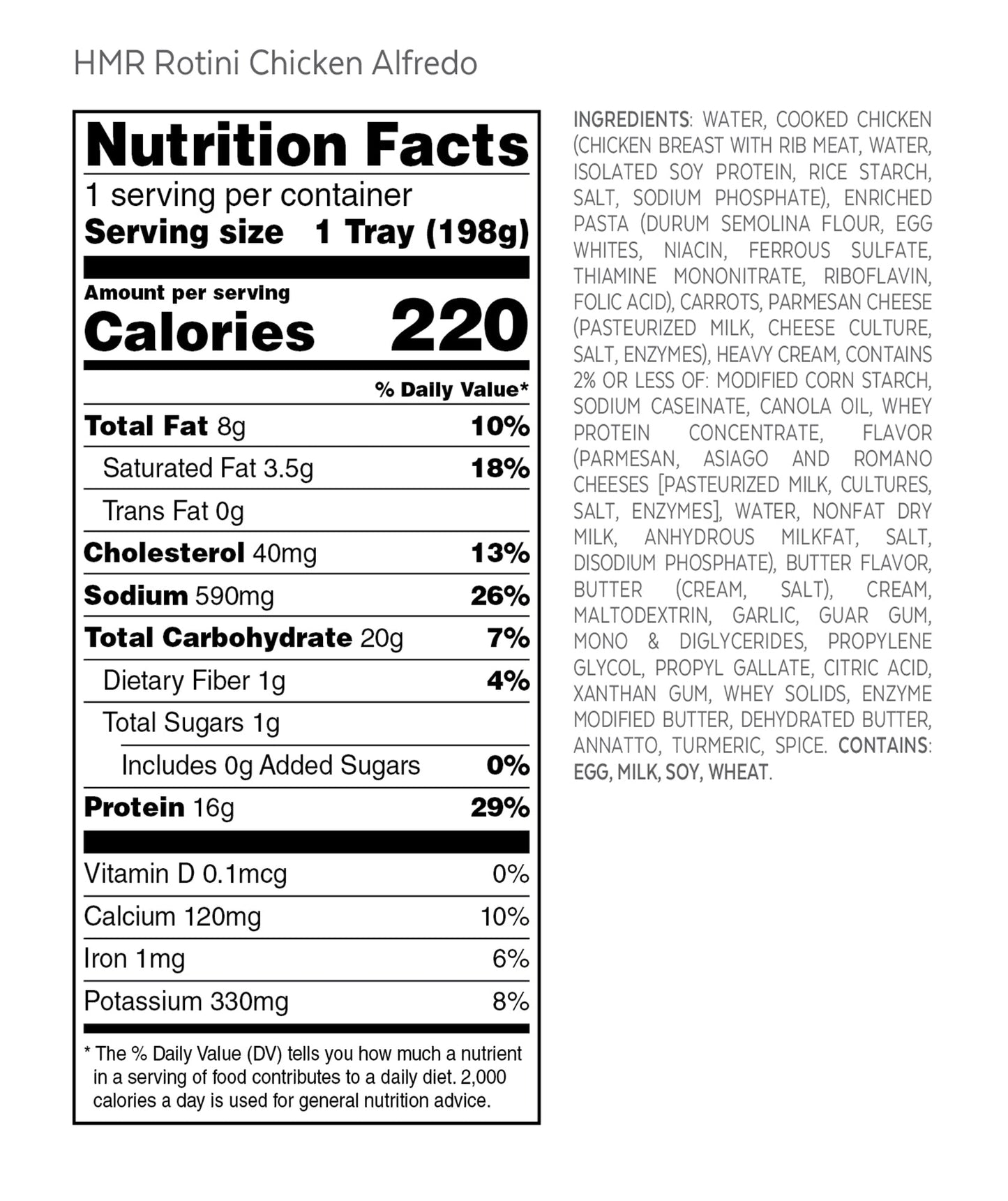 Rotini Chicken Alfredo, 24 units/case
